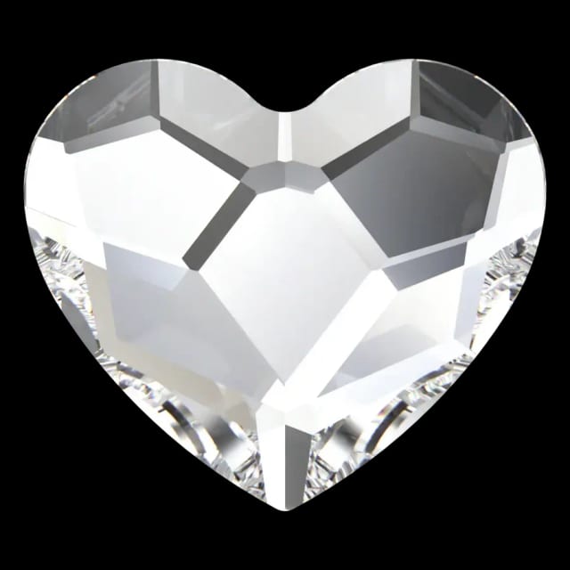 Cristal cœur cœur cristal pour bijou dentaire, vu de face