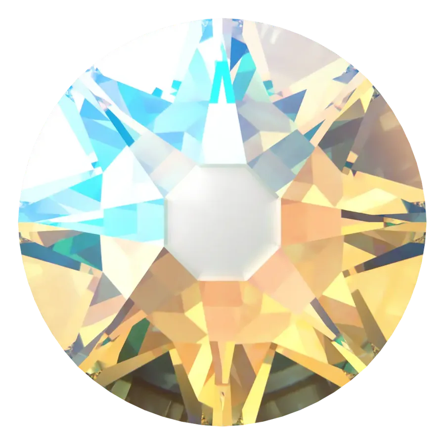 Cristal rond cristal chatoyant pour bijou dentaire, vu de face