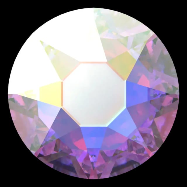 Cristal rond cristal irisé ab pour bijou dentaire, vu de face