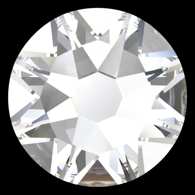Cristal rond cristal transparent pour bijou dentaire, vu de face