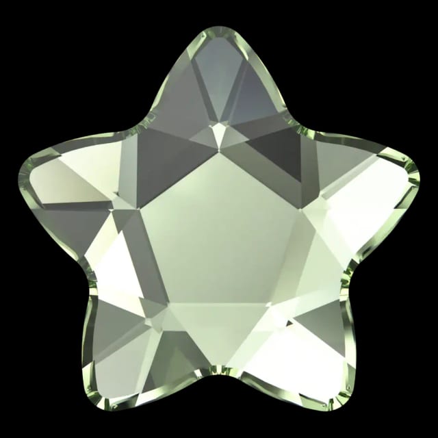 Cristal étoile étoile péridot pour bijou dentaire, vu de face