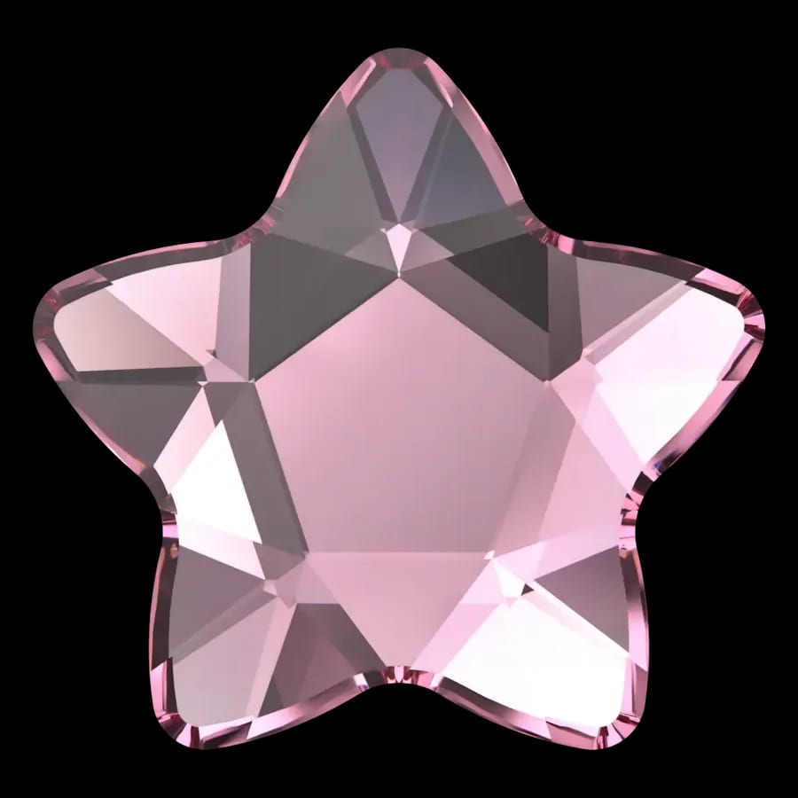 Cristal étoile étoile rose vif pour bijou dentaire, vu de face