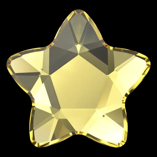 Cristal étoile étoile topaze claire pour bijou dentaire, vu de face