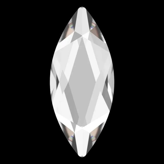 Cristal navette marquise cristal pour bijou dentaire, vu de face