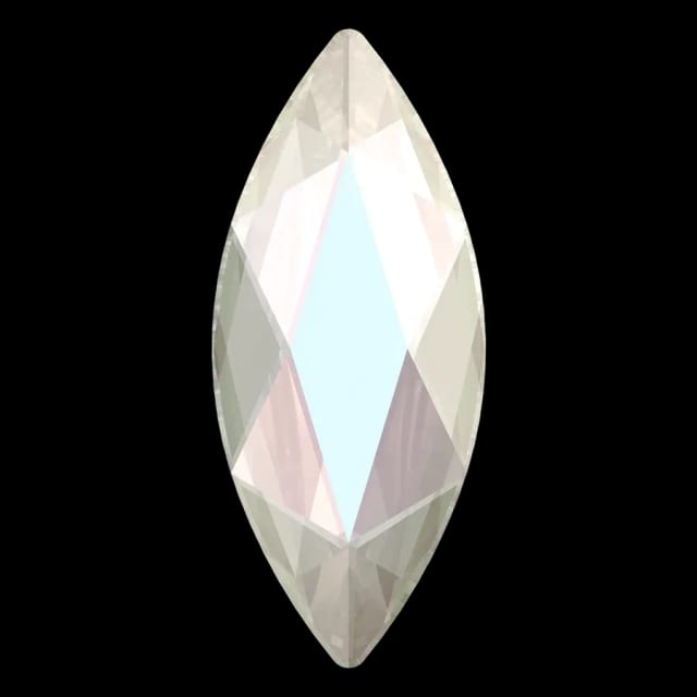 Cristal navette marquise irisée ab pour bijou dentaire, vu de face