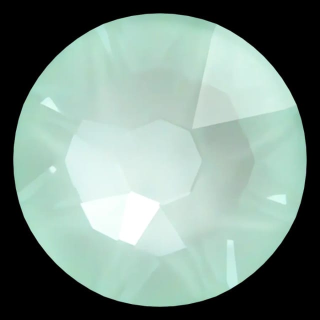 Cristal rond menthe douce pour bijou dentaire, vu de face