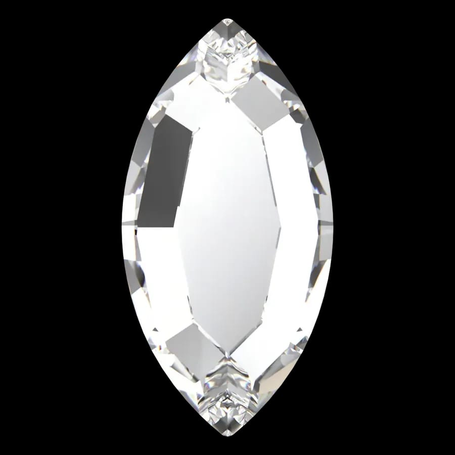 Cristal navette navette cristal pour bijou dentaire, vu de face