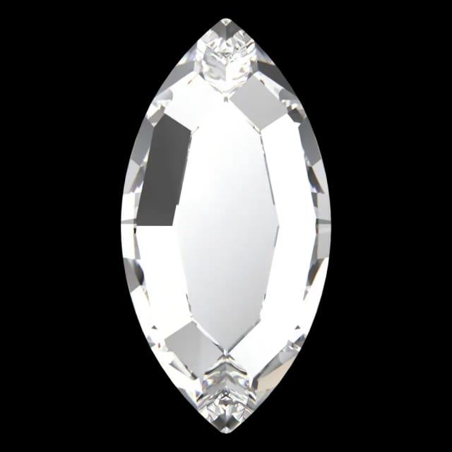 Cristal navette navette cristal pour bijou dentaire, vu de face