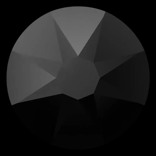 Cristal rond noir jais pour bijou dentaire, vu de face