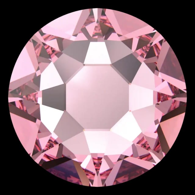 Cristal rond rose clair pour bijou dentaire, vu de face