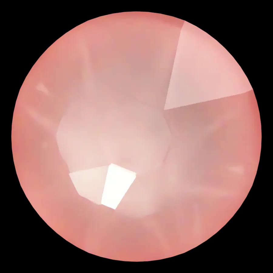 Cristal rond rose flamant pour bijou dentaire, vu de face