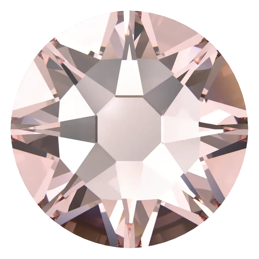 Cristal rond rose poudré pour bijou dentaire, vu de face