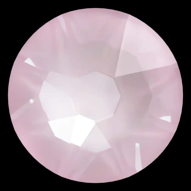 Cristal rond rose tendre pour bijou dentaire, vu de face