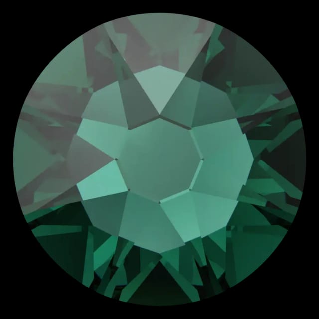 Cristal rond vert émeraude pour bijou dentaire, vu de face