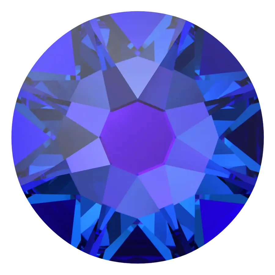 Cristal rond violet héliotrope pour bijou dentaire, vu de face