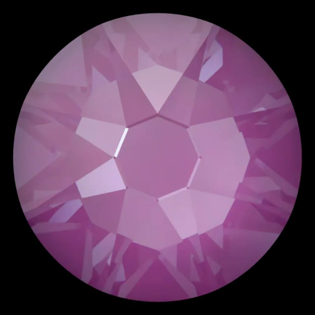 Cristal rond violet orchidée pour bijou dentaire, vu de face