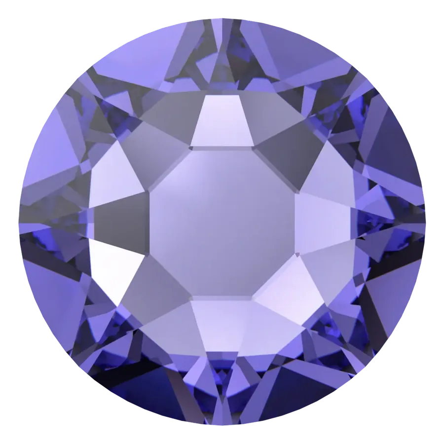 Cristal rond violet tanzanite pour bijou dentaire, vu de face