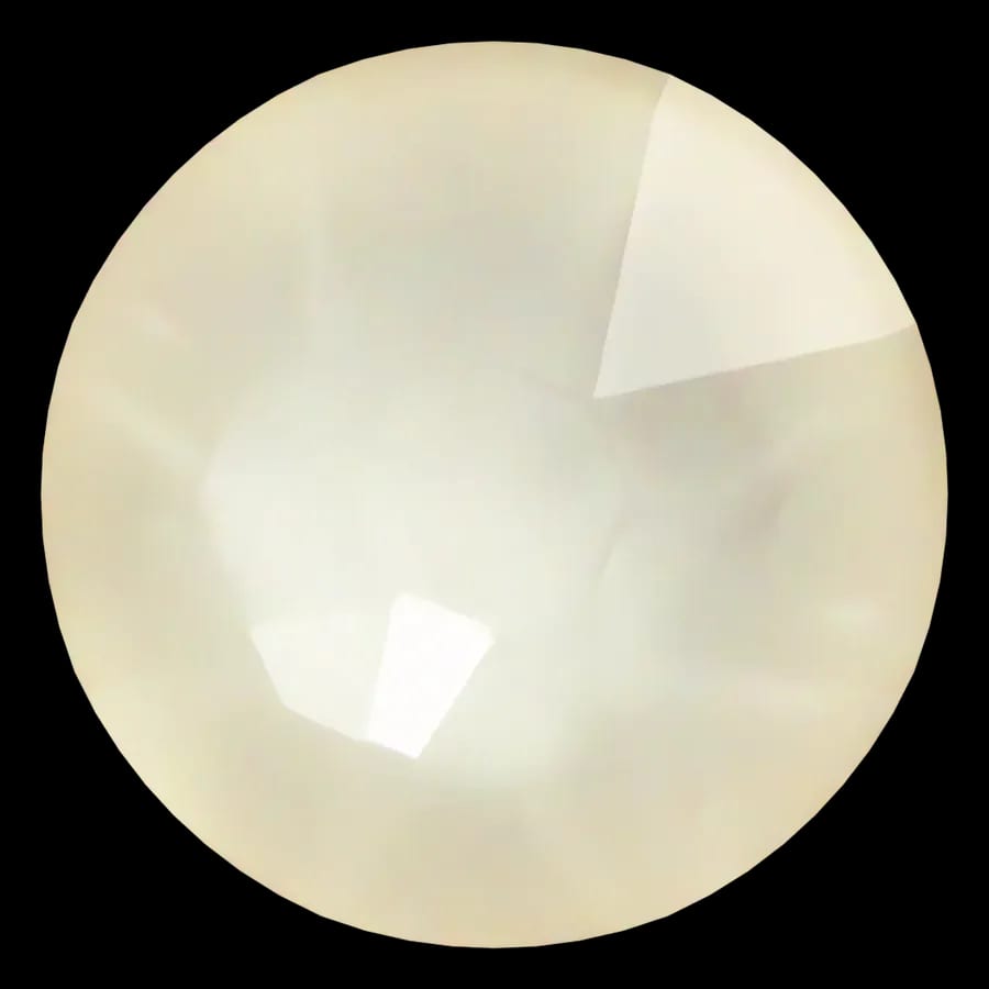 Cristal rond beige lin pour bijou dentaire, vu de face