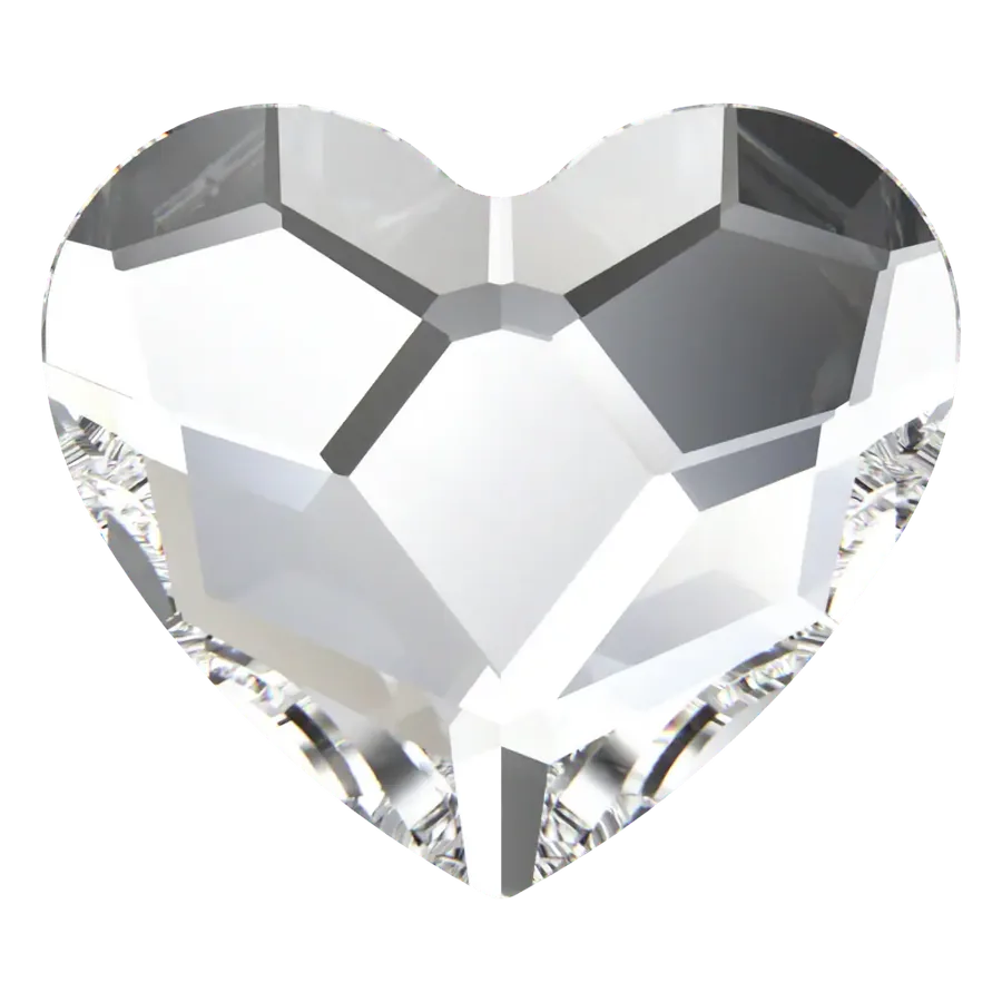 Cristal cœur cœur cristal pour bijou dentaire, vu de face