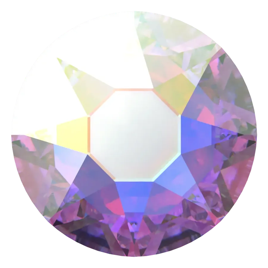 Cristal rond cristal irisé ab pour bijou dentaire, vu de face