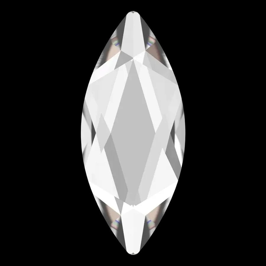Cristal navette marquise cristal pour bijou dentaire, vu de face