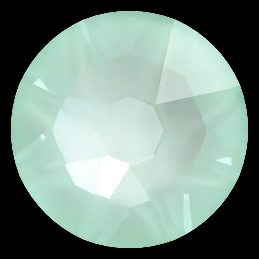 Cristal rond menthe douce pour bijou dentaire, vu de face