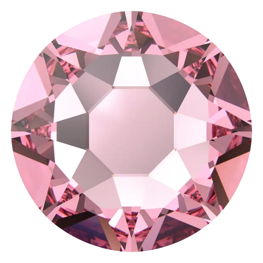 Cristal rond rose clair pour bijou dentaire, vu de face